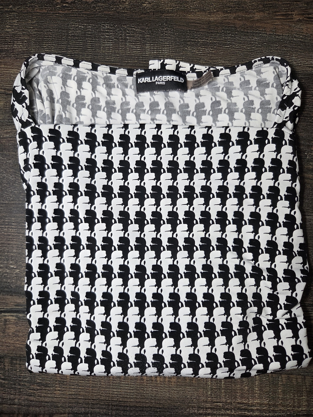 Karl Lagerfeld Black & White Signature Silhouette Top - Whimsical Design
